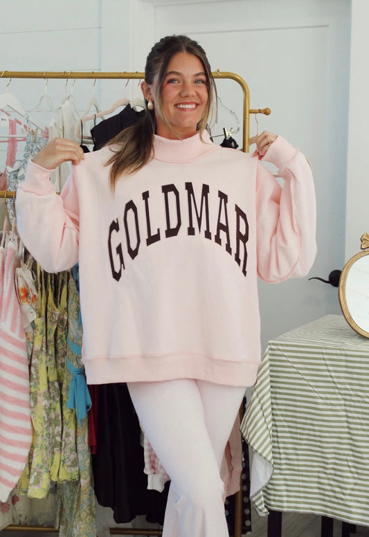 GOLDMAR Pink Oversized Mock Neck Sweatshirt
