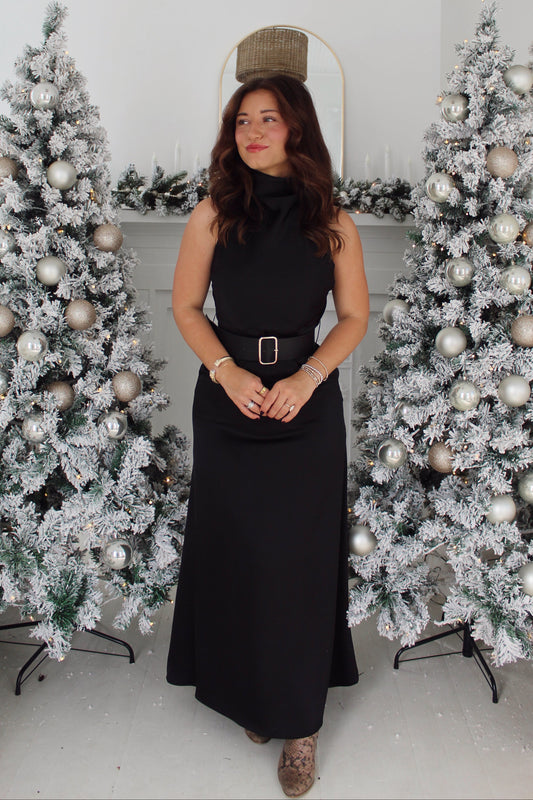 Champagne at Midnight Belt Dress